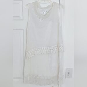 Boo Radley Silk White Lace Ruffle Bridal Holiday Midi Australia Dress Size 8 US
